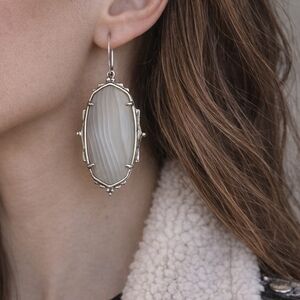Kendra Scott Baroque Ella Drop Earrings Gray Agate